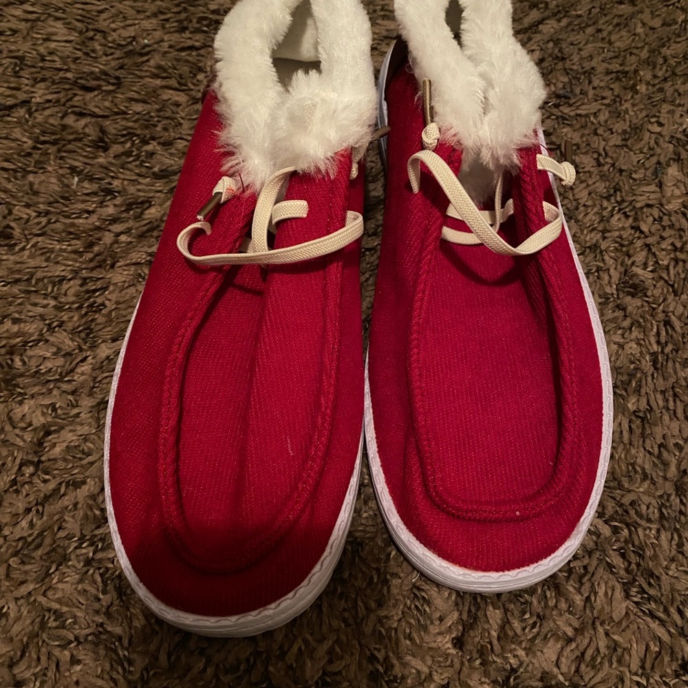 Red Fuzzy Lined Shoes
